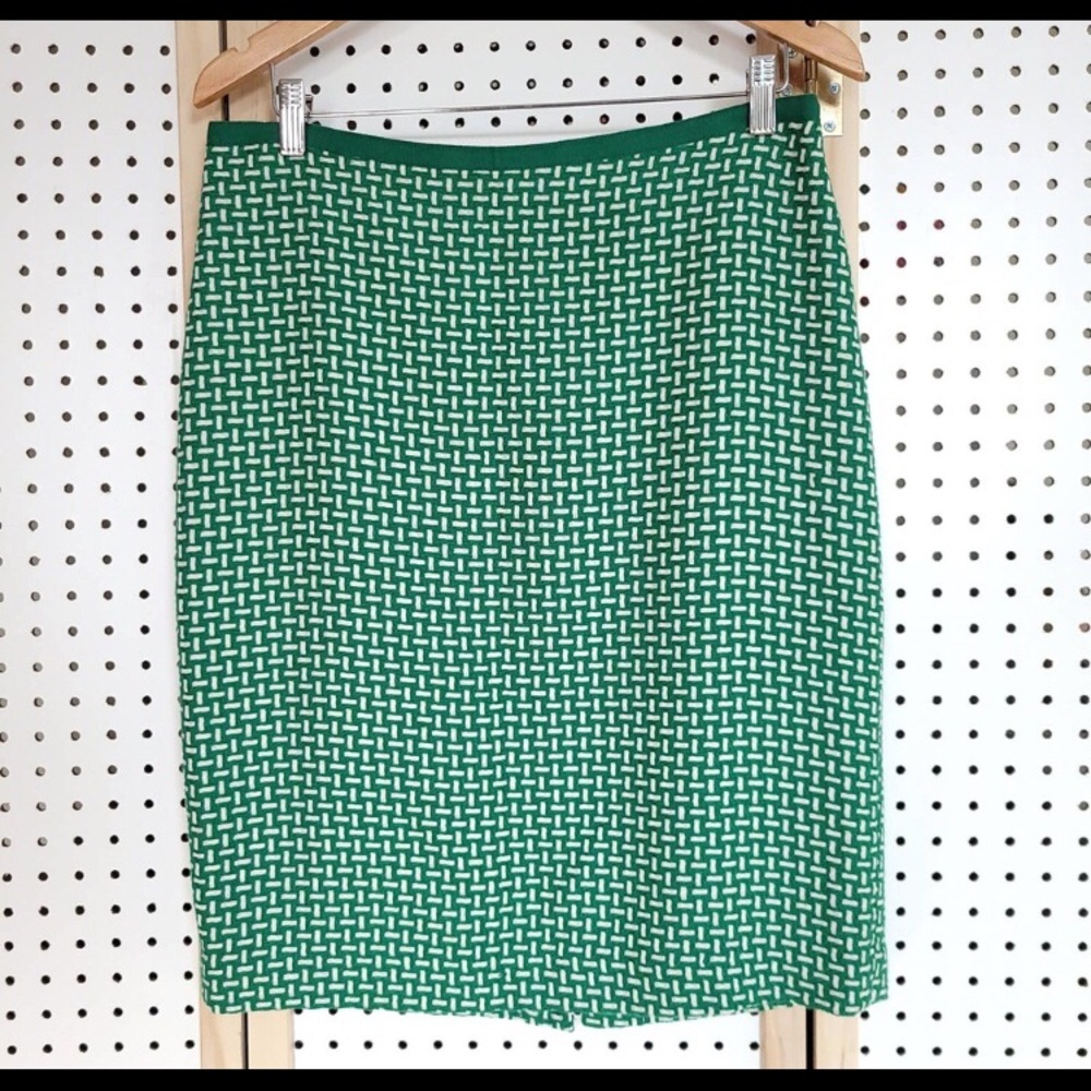 Talbots Tweed Pencil Skirt Basketweave Green